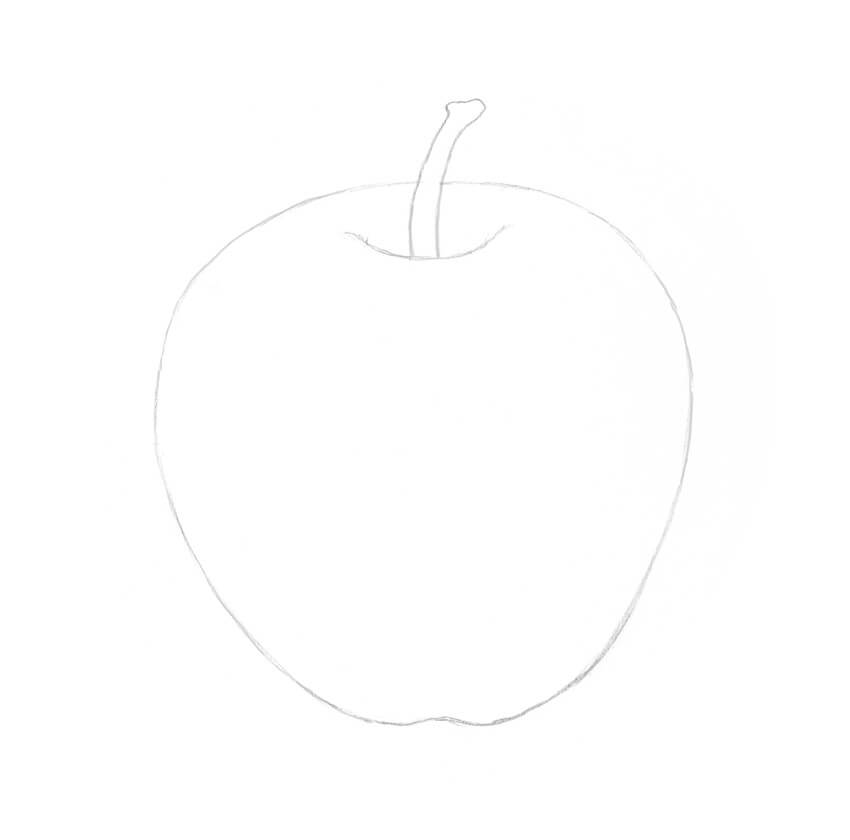 Второй этап рисования яблока