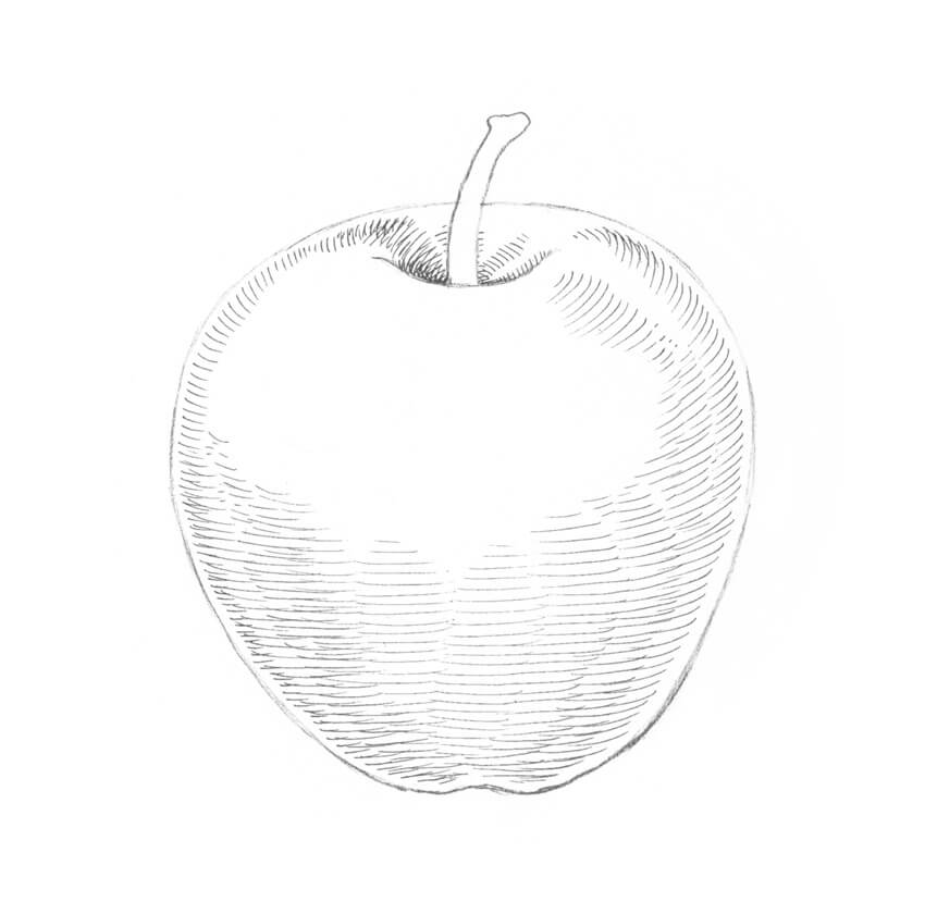 четвертый этап при рисовании яблока