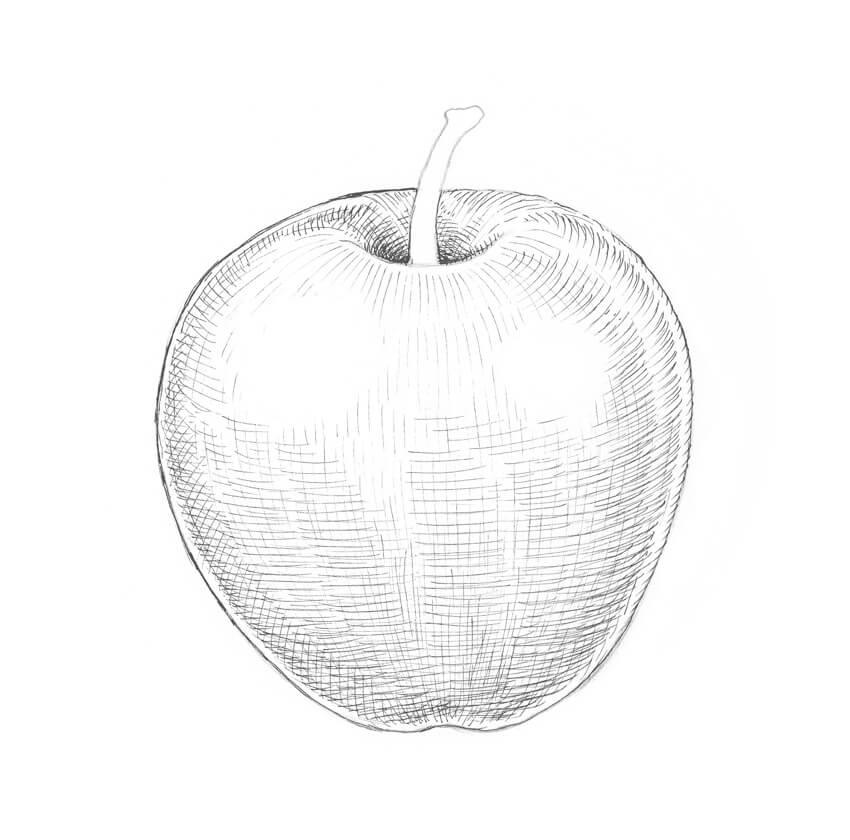 Процесс рисования яблока